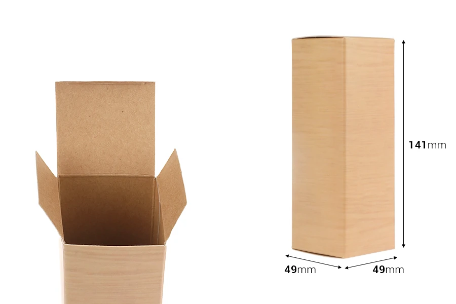 Хартиена кутия за бутилки 100 мл, с размери 49x49x141 - 50 бр. Хартиена кутия за бутилки 100 мл, с размери 49x49x141 - 50 бр.-изображение_размери
