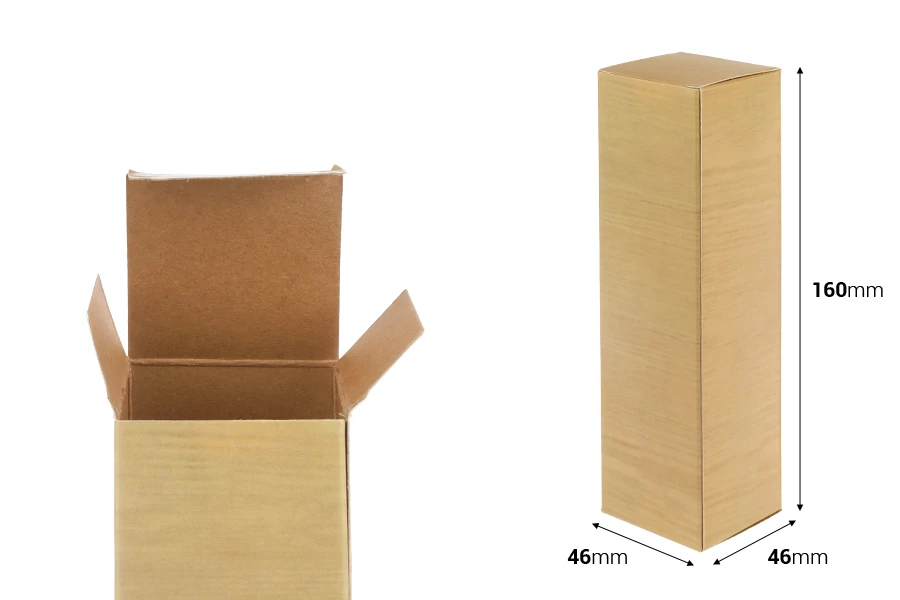 Хартиена кутия за бутилки  100ml  с размери 46x46x160 - 50 бр.-изображение_размери