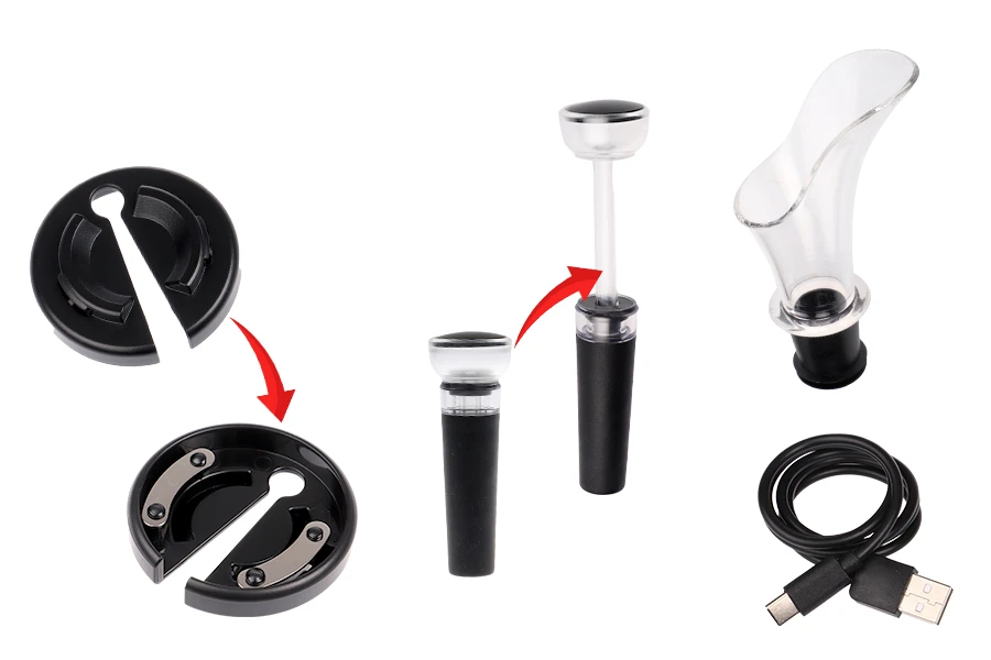 Електронен тирбушон с аксесоари за винени бутилки-изображение_група