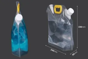 Опаковка тип Doy Pack прозрачна  1.5 литра  с бяла предпазна капачка и дръжка - 10 бр-2