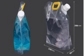 Опаковка тип Doy Pack прозрачна 2 литра с бяла предпазна капачка и дръжка - 10 бр Опаковка тип Doy Pack прозрачна 2 литра с бяла предпазна капачка и дръжка - 10 бр