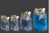 Опаковка тип Doy Pack прозрачна 2 литра с бяла предпазна капачка и дръжка - 10 бр Опаковка тип Doy Pack прозрачна 2 литра с бяла предпазна капачка и дръжка - 10 бр
