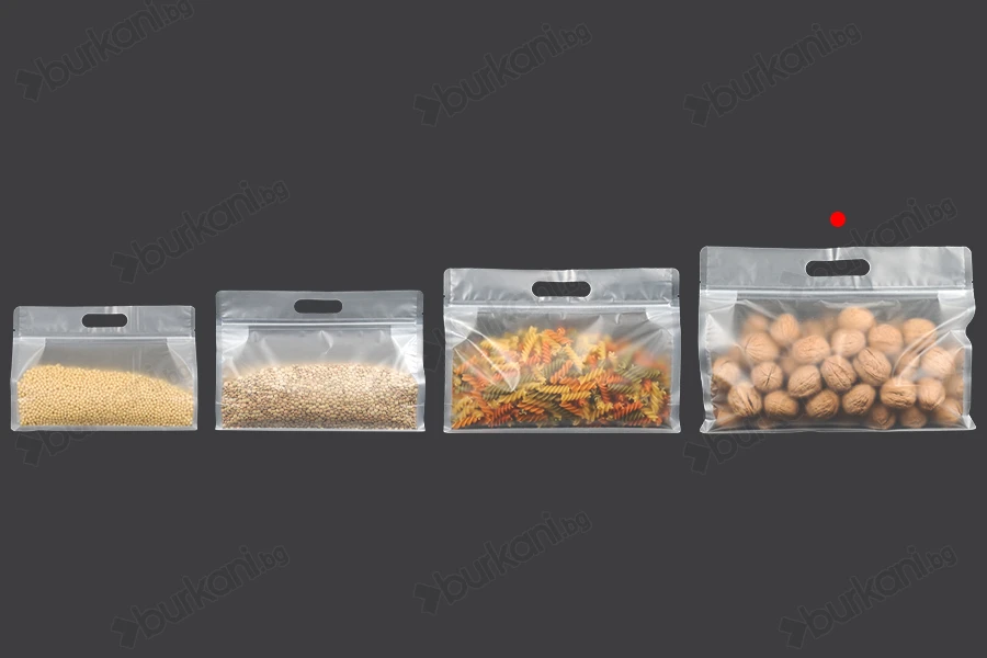 Торбички Doy Pack 295x40x230 мм, прозрачни, с цип, отвор и термозапечатващи се - 50 бр.-изображение_група