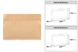 Крафт торбичка тип Doy Pack 240x40x170 мм с цип - 50 бр.-2