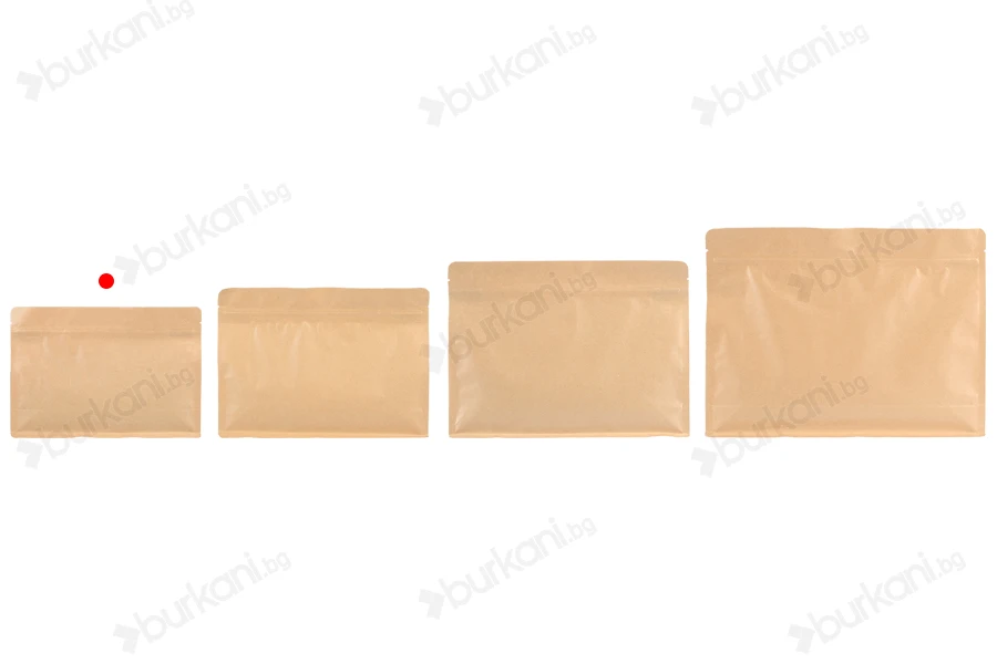 Крафт торбичка тип Doy Pack 240x40x170 мм с цип - 50 бр.-