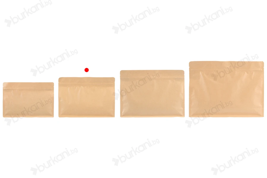 Крафт торбички тип Doy Pack 255x40x190 мм с цип - 50 бр.-