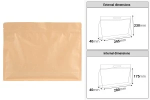 Крафт торбички тип Doy Pack 295x40x230 мм с цип - 50 бр.-2
