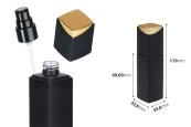 Луксозна стъклена бутилка 40 мл в черен матов цвят с крем помпа и капачка-изображение_размери