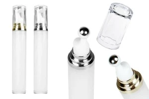 Акрилна бутилка 20 ml цилиндрична  с рол-он  и прозрачна капачка - 6 бр.-1