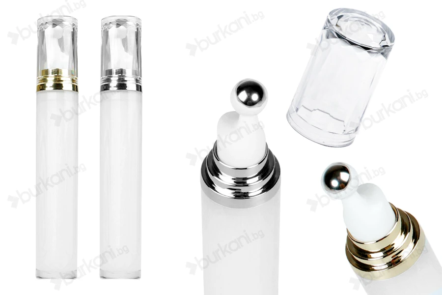 Акрилна бутилка 20 ml цилиндрична  с рол-он  и прозрачна капачка - 6 бр.-изображение_продукт