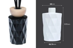 Стъклена бутилка 180 ml (PP28) релефна в бял или черен матов цвят за ароматизатори-2