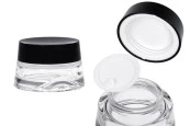 Стъклен буркан 30 мл прозрачен за крем с черна капачка и пластмасов уплътнител-изображение_продукт