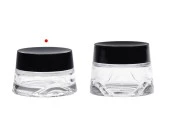 Стъклен буркан 30 мл прозрачен за крем с черна капачка и пластмасов уплътнител-изображение_група