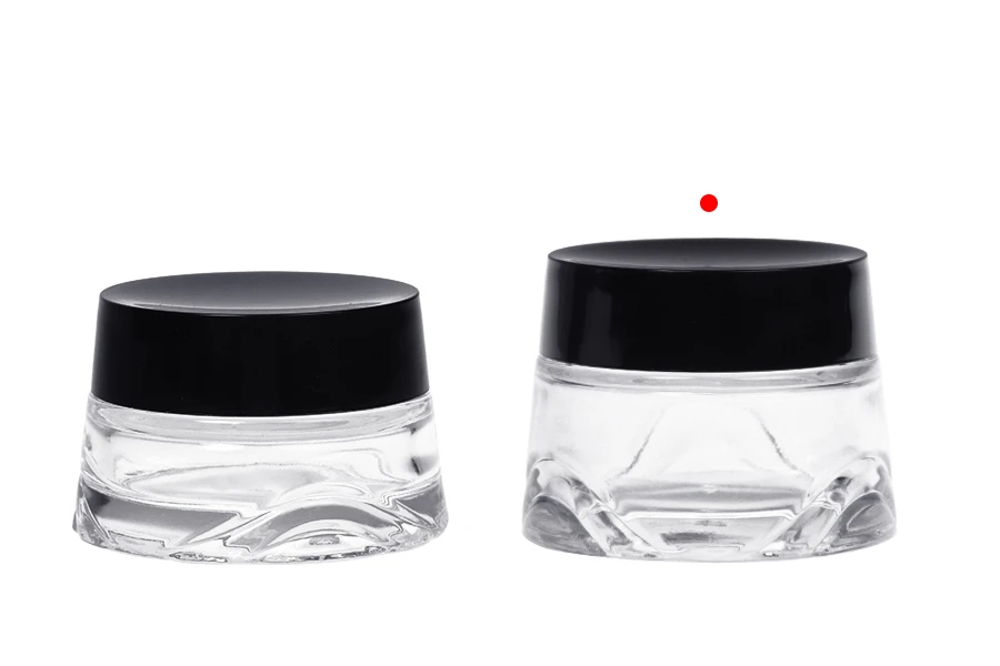 Стъклен буркан 50 мл прозрачен за крем с черна капачка и пластмасов уплътнител-изображение_група