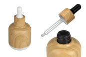 Shishe qelqi 30 ml me veshje plastike dhe pikatore në dizajn druri-изображение_продукт
