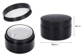 Стъклен буркан 100 мл в черно с капачка и пластмасов уплътнител-изображение_размери