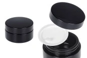 Стъклено черно плоско бурканче за крем 50 мл с капачка с уплътнител-изображение_продукт