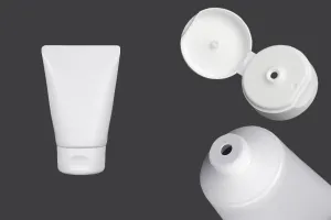 Пластмасова туба 100 ml бяла с вътрешно алуминиево покритие и капачка flip top  - 12 бр.-1