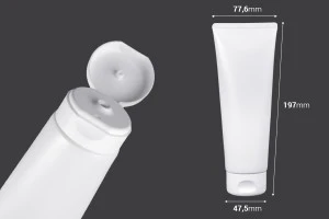 Пластмасова туба 200 ml бяла с вътрешно алуминиево покритие и капачка flip top - 12 бр.-2