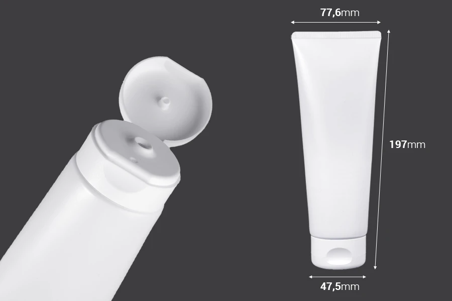 Пластмасова туба 200 ml бяла с вътрешно алуминиево покритие и капачка flip top - 12 бр. Пластмасова туба 200 ml бяла с вътрешно алуминиево покритие и капачка flip top - 12 бр.