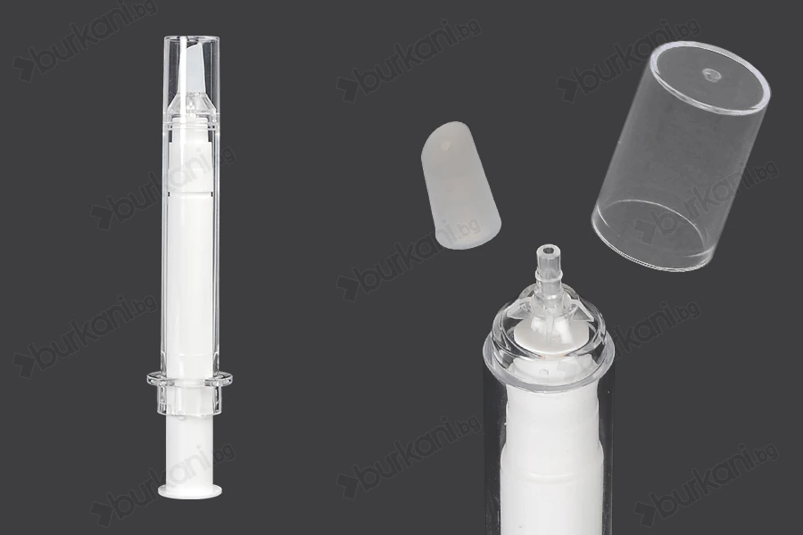 Тубичка - акрилна спринцовка 10 мл airless за козметична употреба с капачка - 6 бр.-изображение_продукт