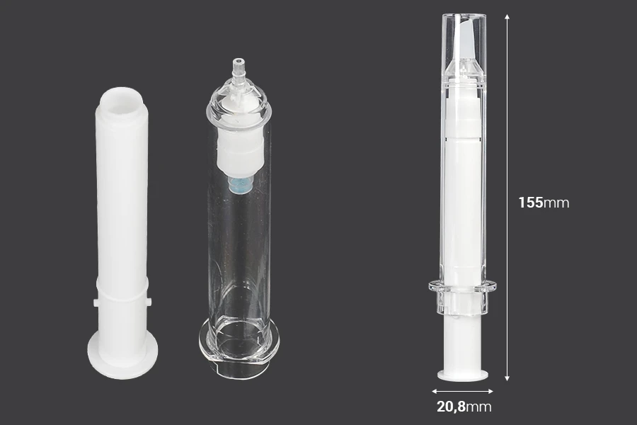 Тубичка - акрилна спринцовка 10 мл airless за козметична употреба с капачка - 6 бр. Тубичка - акрилна спринцовка 10 мл airless за козметична употреба с капачка - 6 бр.