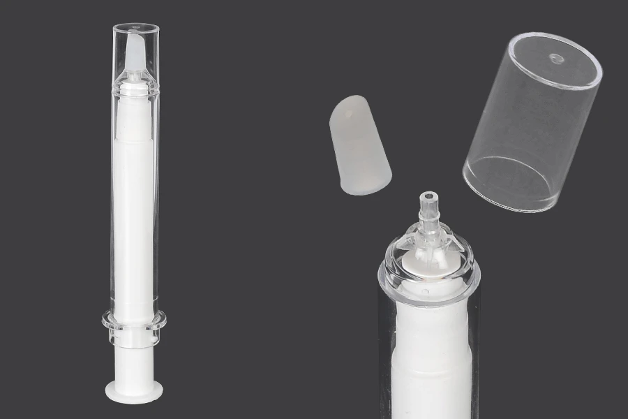 Тубичка - акрилна спринцовка 20 мл airless за козметична употреба с капачка - 6 бр.