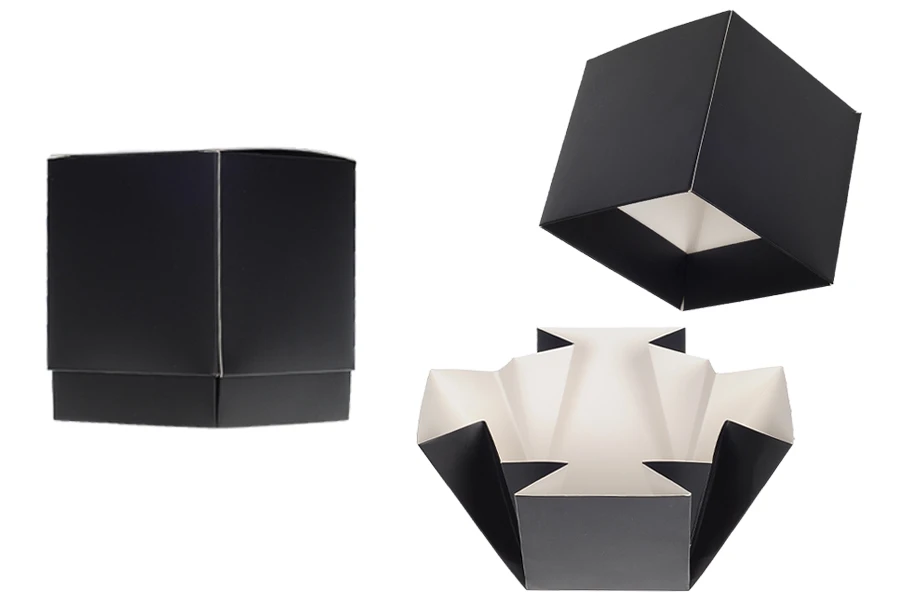 Хартиена опаковъчна кутия (400 гр.) 91х91х112 мм в цвят черен мат - 20 бр. Хартиена опаковъчна кутия (400 гр.) 91х91х112 мм в цвят черен мат - 20 бр.-изображение_продукт