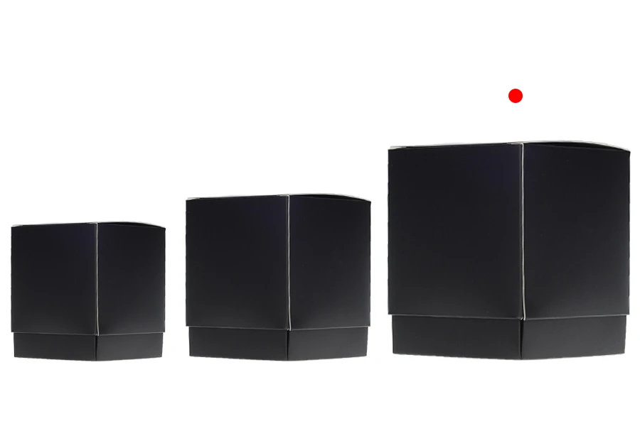 Хартиена опаковъчна кутия (400 гр.) 91х91х112 мм в цвят черен мат - 20 бр. Хартиена опаковъчна кутия (400 гр.) 91х91х112 мм в цвят черен мат - 20 бр.-изображение_група