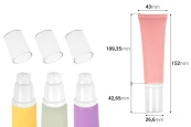 Пластмасова тубичка от 50 мл в различни цветове с бяла помпа и прозрачна капачка-изображение_размери