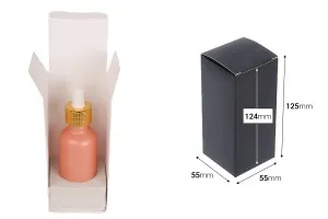 Опаковъчна кутия от черна матова хартия 55x55x125 mm с вътрешен джоб за бутилки с етерично масло 50 ml - 20 бр.-2