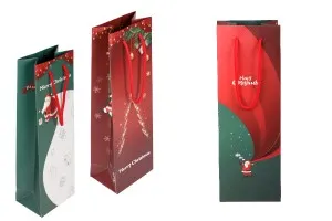 Хартиени коледни торбички за бутилки за вино с размери 120x85x360mm - 12 бр.-1