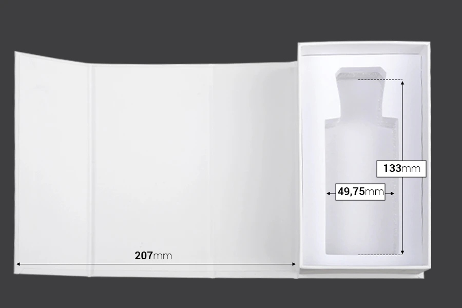 Бяла хартиена кутия с магнитно затваряне 90x160x60 mm (за бутилки от 100 ml код: 315-7-100 и 1110-9-100-1-0) Бяла хартиена кутия с магнитно затваряне 90x160x60 mm (за бутилки от 100 ml код: 315-7-100 и 1110-9-100-1-0)
