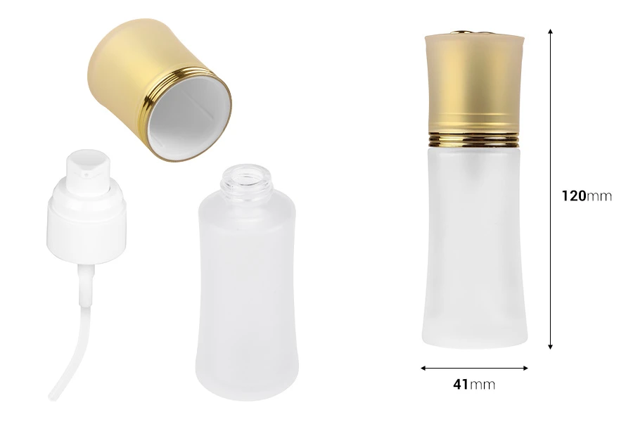 Стъклена Матова бутилка  50 ml за крем с капачка и спрей-изображение_размери