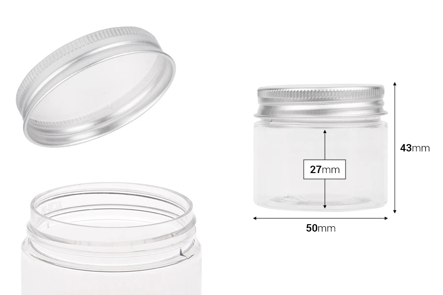 Пластмасов буркан за крем 50 мл с алуминиева капачка-изображение_размери