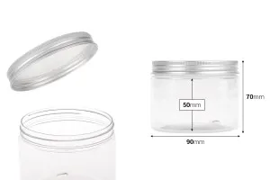 Прозрачен  PET  буркан  300ml със сребриста алуминиева капачка с уплътнител-2
