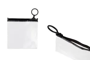Полупрозрачна торбичка (PVC) 100x100 mm  с черен цип - 12 бр.-1