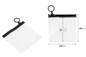 Полупрозрачна торбичка (PVC) 100x100 mm  с черен цип - 12 бр.-2