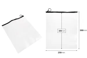 Полупрозрачна торбичка (PVC) 250x200 mm с черен цип - 12 бр.-2