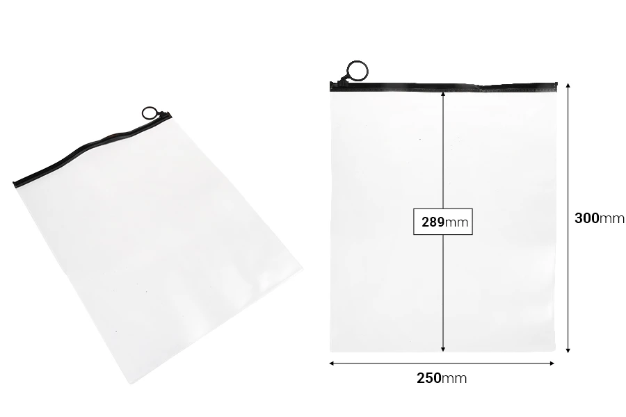 Полупрозрачна торбичка (PVC) 250x200 mm с черен цип - 12 бр.