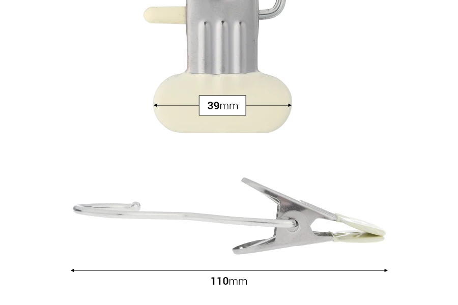 Метална кука с бежова щипка 110х38 мм-изображение_размери