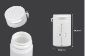 Бял пластмасов буркан с предпазна капачка 30 мл  за хапчета и капсули-изображение_размери