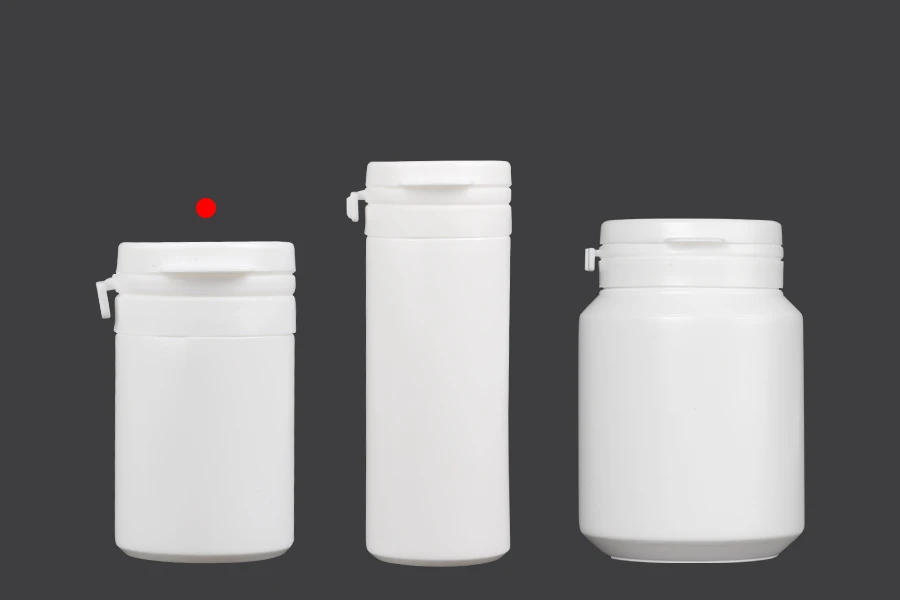 Бял пластмасов буркан с предпазна капачка 30 мл  за хапчета и капсули-изображение_група