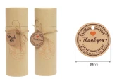 Хартиени етикети  с надпис "Thank you" и връвчица - пакет 100 бр.-изображение_размери