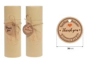Хартиени етикети  с надпис "Thank you" и връвчица - пакет 100 бр.-2