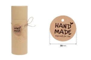 Хартиени етикети с надпис "Hand made" и връвчица - пакет 100 бр.-2