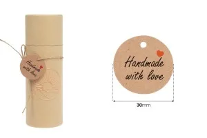 Хартиени етикети с надпис "Hand made with love" и връвчица - пакет 100 бр.-2