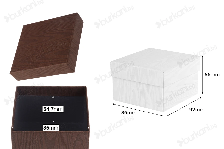 Хартиени кутии с размери  86x92x56 mm в различни цветове - опаковане по 6 бр. на пакет-изображение_размери