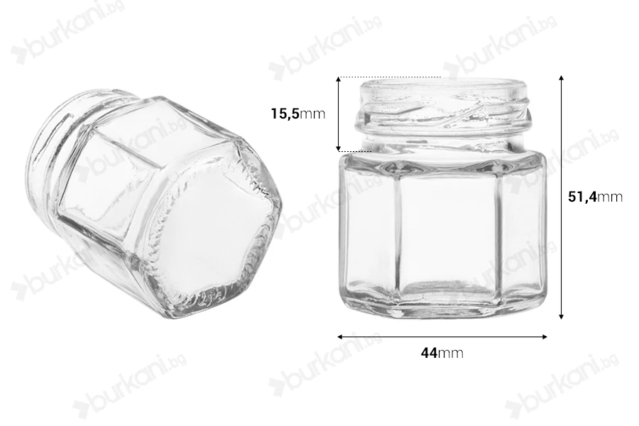 Стъклен шестоъгълен буркан 30 ml-изображение_група
