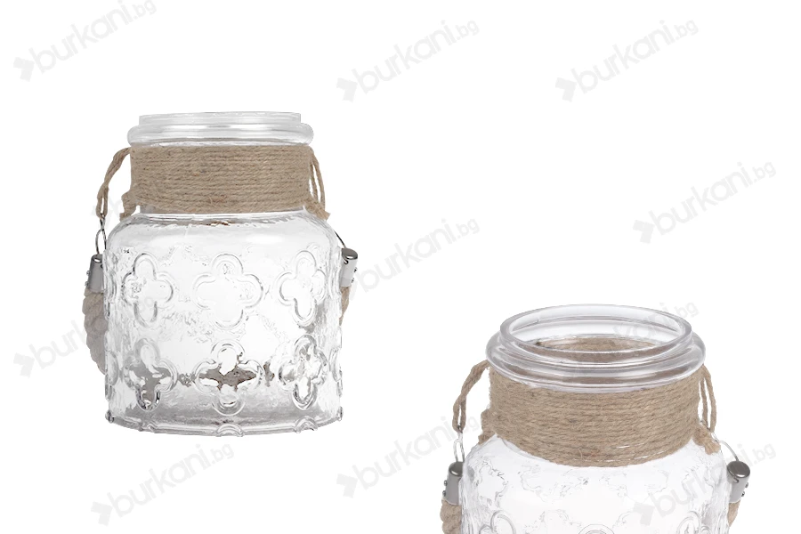 Декоративен стъклен буркан  2000 ml с дръжка без капачка с размери  110x180 mm-изображение_продукт